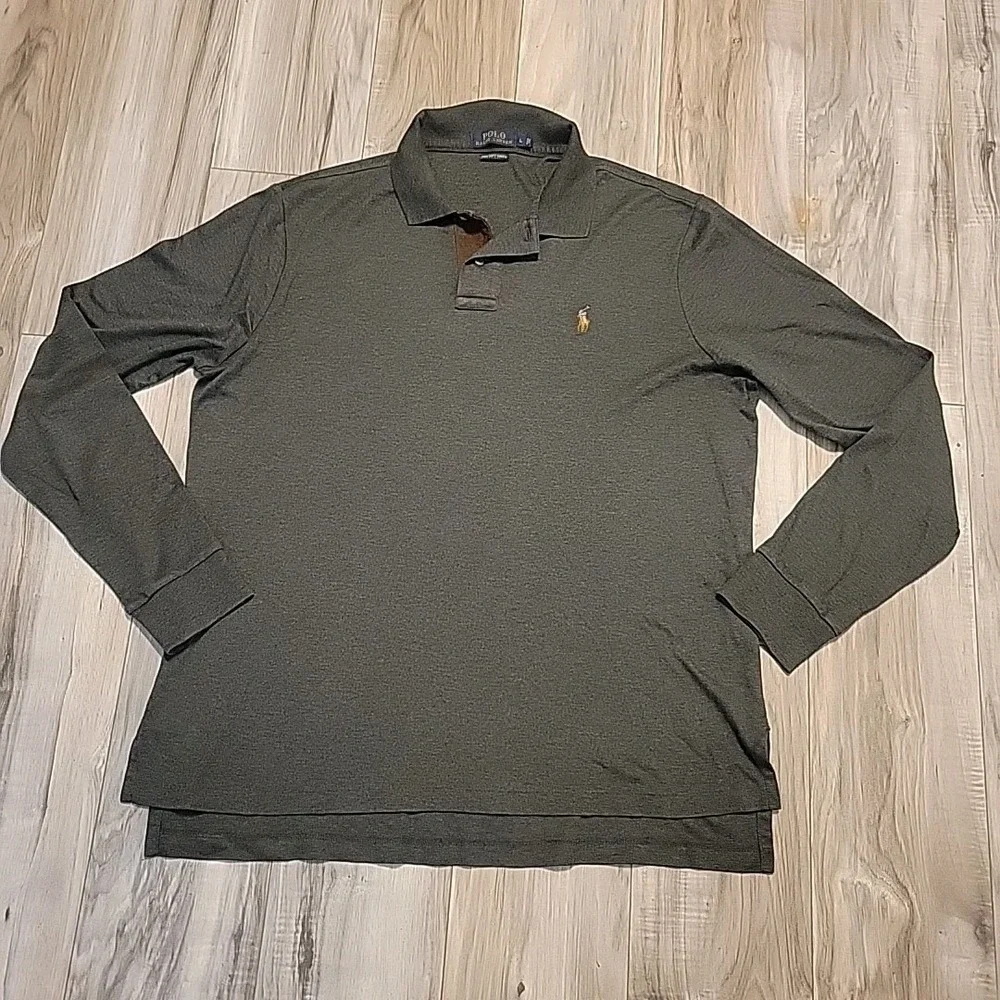 Polo Ralph Lauren Shirt Mens Large Gray‎ Pima Soft Touch Flesh Pony Pullover
